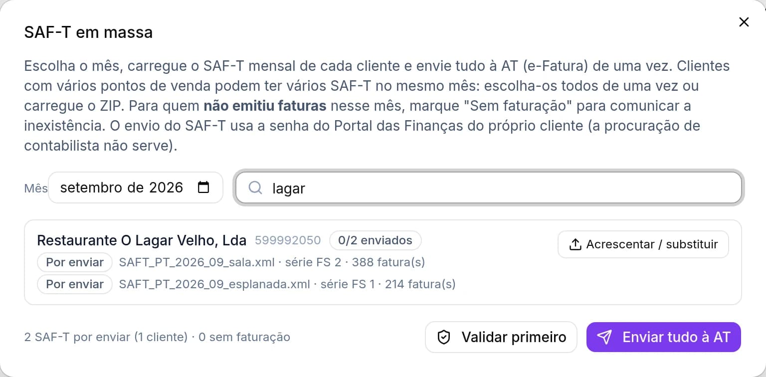 SAF-T em massa no Konta, com dois SAF-T no mesmo mês